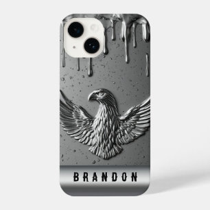 Coque Pour iPhone 14 Emblème d'aigle en métal argenté avec peinture qui