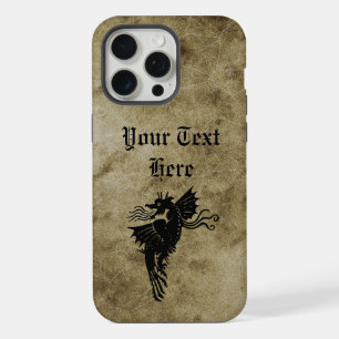 Coque iPhone 15 Pro Max Emblème de silhouette de dragon personnalisé vinta