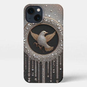 Etui iPhone 13 Emblème d'oiseau diamant or ✨ Luxe Élégant Royal