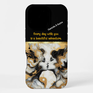 Coque iPhone 16 Pro Max Embrasse l'élégance dans les tons dorés.