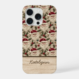 Coque iPhone 15 Pro Embroidered 3D Santa Phone Case | Personalized
