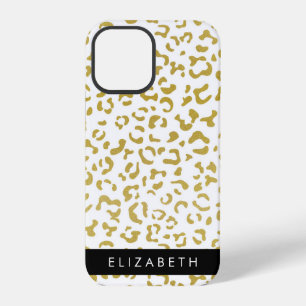 Coque iPhone 12 Pro Empreinte de léopard, Leopard d'or, Parties scinti