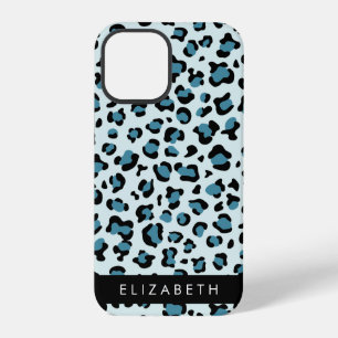 Coque iPhone 12 Pro Empreinte de léopard, Spots, Leopard Bleu, Votre N