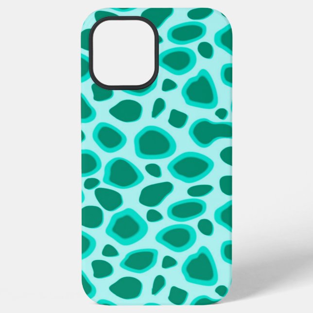 Coque iPhone Empreinte de léopard - Turquoise et Aqua (Verso)