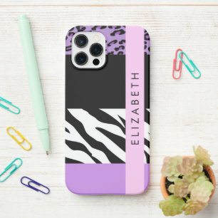 Coque iPhone 12 Pro Empreinte de léopard, Zebra Print, Purple, Votre n