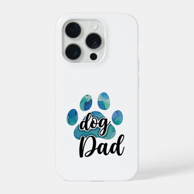 Coque iPhone Empreinte de patte à l'aquarelle Papa Chien Amateu (Verso)