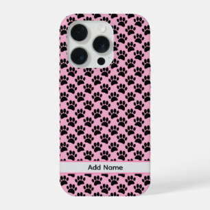 Coque iPhone 15 Pro Empreinte de Patte de Chien Minuscule en Noir et R