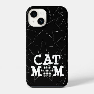 Coque Pour iPhone 14 Empreinte de patte de maman chat avec poils de cha