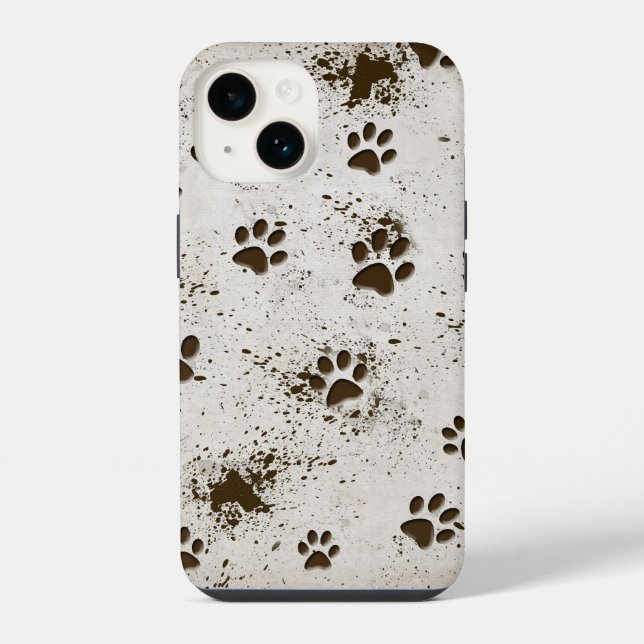 Coque iPhone Empreintes de pattes de chiens boueux (Verso)