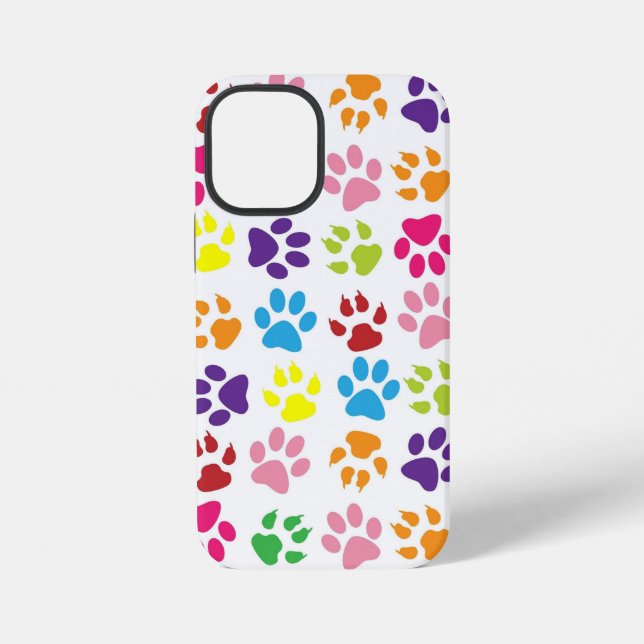 Coque iPhone Empreintes de pattes multicolores (Verso)