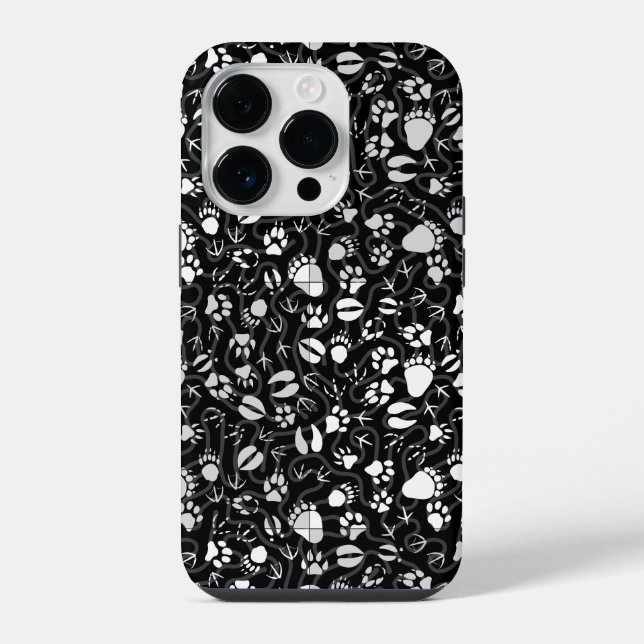 Coque iPhone Empreintes de pied 01.b. BG noir (Verso)