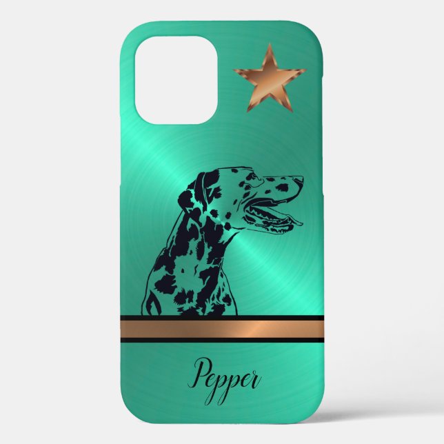 Coque iphone en acier brossé Gold Star Dalmatian C (Verso)