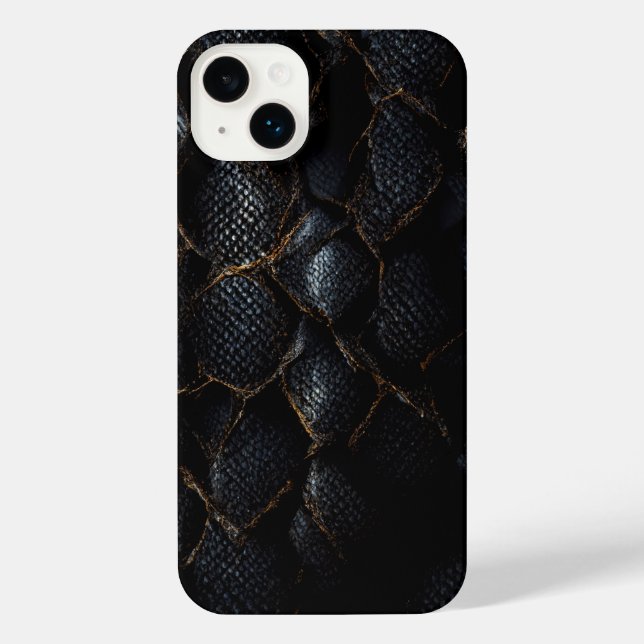 Coque iphone en cuir de reptile noir (Verso)
