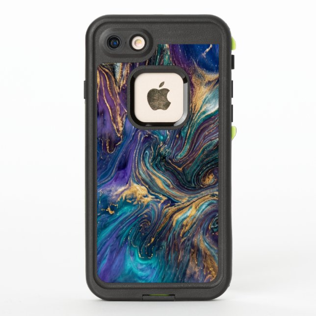 Coque iPhone en marbre de luxe de style LifeProof  (Dos)