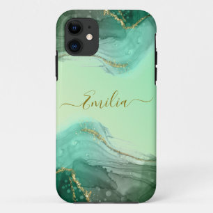 Coque iphone en marbre vert émeraude