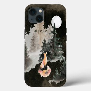 Etui iPhone 13 en paix ~ Fox et Pleine lune Woodland