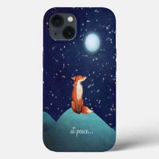Etui iPhone 13 en paix ~ Renard charmant assis sous une Pleine lu