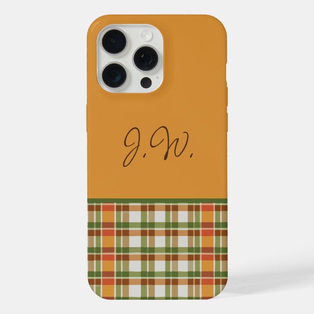 Coque iPhone En vichy orange et vert (Verso)