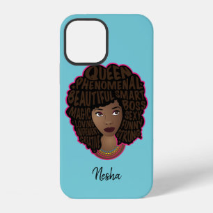 Coque iPhone 12 Encourageant les femmes Beauté naturelle Turqu