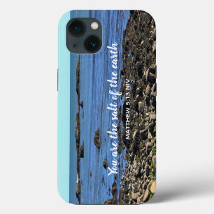 Etui iPhone 13 Encouragement Bible Verse Photo de l'océan Atlanti