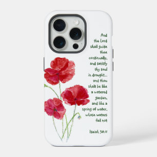 Coque iPhone 15 Pro Encouragez Écriture Isaïe Pavot Jardin Fleur