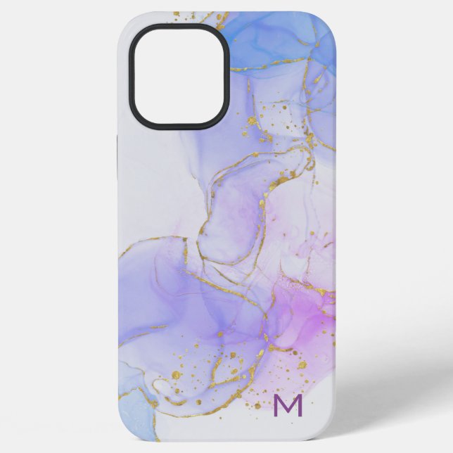 Coque iPhone encre d'alcool rose, violet, bleu (Verso)