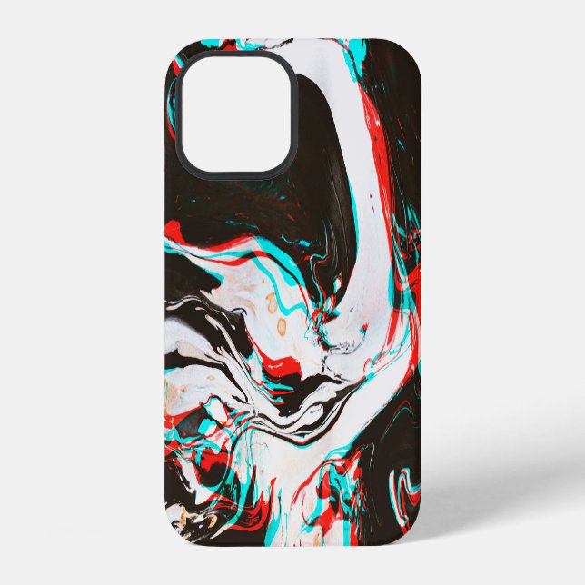 Coque iPhone Encre Marbrée : Texture Glitch Distortie. (Verso)
