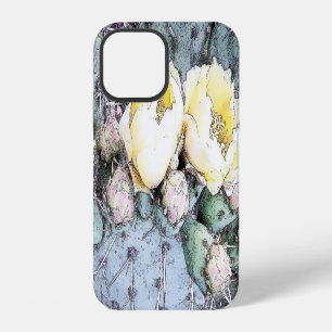 Coque iPhone 12 Encre numérique Fleur de Cactus