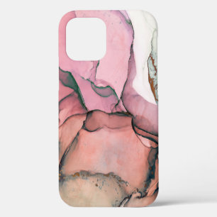 Coque iPhone 12 Encre, peinture, abstrait. Gros plan du tableau. C