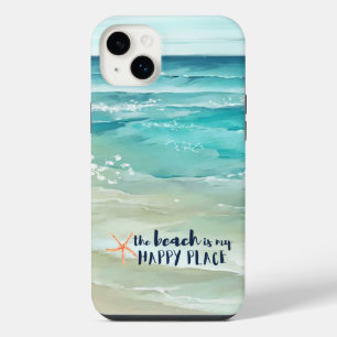 Endroit heureux de la plage Aquarelle Vagues Côtiè