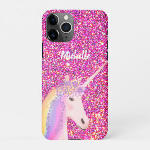 Coque iPhone 11Pro Enfants Parties scintillant rose Unicorne Personna