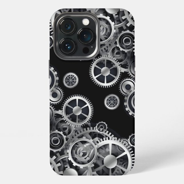 Coque iPhone Engrenages d'Argent Steampunk (Dos)