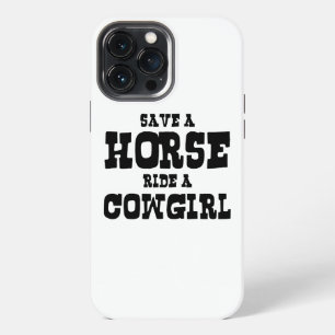 ETUI iPhone 13 PRO MAX ENREGISTRER UN CHEVAL UNE COWGIRL