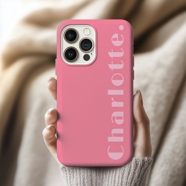 Coque iPhone Enseignant | Diplômé Baby Rose Moderne Nom Personn (Flamingo Pink Custom Name Cover for Entrepreneur | Coworkers | Wedding | Bridesmaid | Mother's Day)
