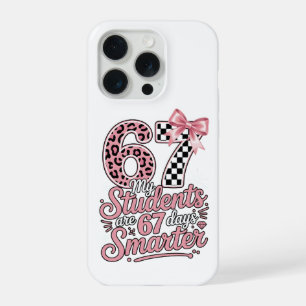 Coque iPhone 15 Pro Enseignant drôle 67 jours élèves plus intelligents