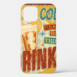 Coque iPhone 12 Enseigne métallique Boissons glacées vintage. vint