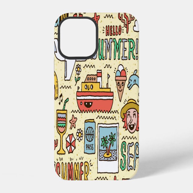 Coque iPhone Ensemble de doodles de voyage pour les vacances d' (Verso)