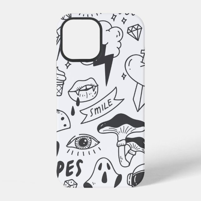 Coque iPhone Ensemble de graffitis mignons gribouillés (Verso)