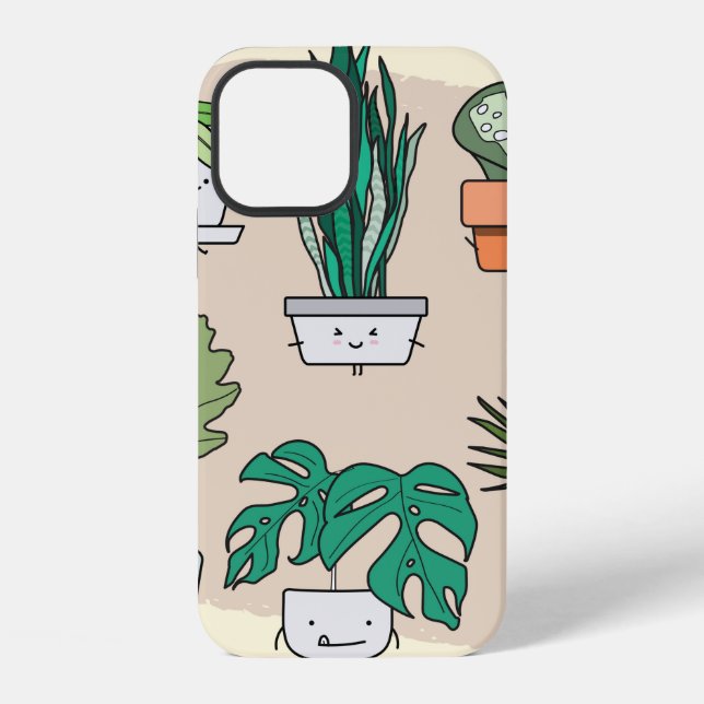 Coque iPhone Ensemble de jolies plantes d'intérieur en pots. Bo (Verso)