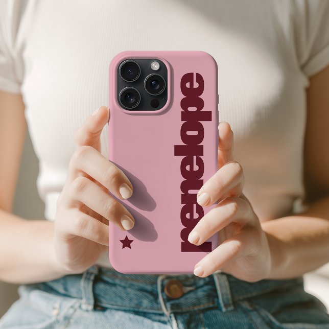 Coque iPhone Enterrement de vie de jeune fille | Nom de demoise (Personalized Elegant Script Phone Case Bridesmaid | Mother’s Day | Teacher | Nurse | Birthday Girl)