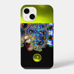 Coque Pour iPhone 14 ÉPHÉMÈRE, BEAUTÉ AVEC MASQUE Pierre précieuse jaun