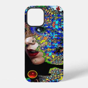 COQUE iPhone 12 ÉPHÉMÈRE/ FEMME AVEC MASQUE FRACTAL COLORÉ