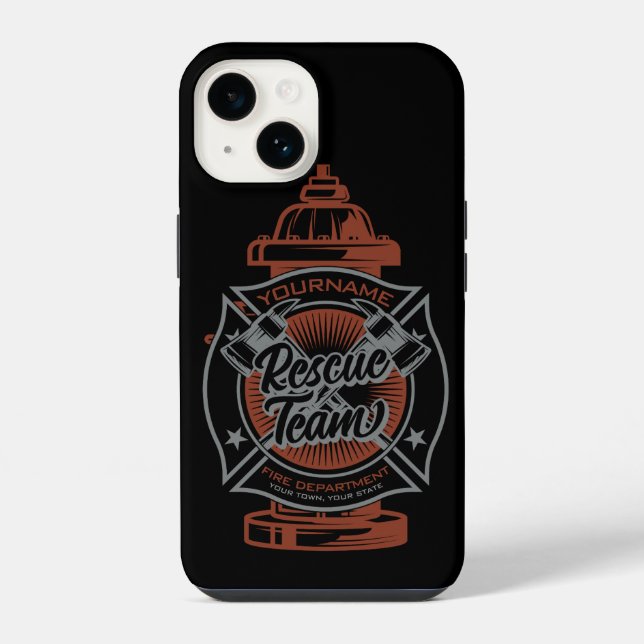 Coque iPhone Equipe de Secourt de pompier AJOUTER UN NOM À L'Hy (Verso)