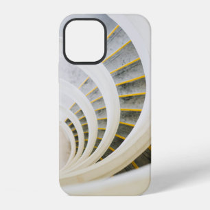 Coque iPhone 12 Escalier en spirale noir et blanc