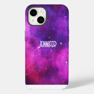 Coque Pour iPhone 14 Espace rose & violet & Étoiles Faux Galaxy