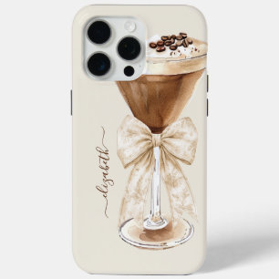 Coque iPhone 15 Pro Max Espresso Martini Élégant Monogrammé