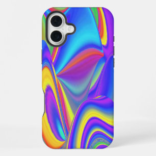 Coque iPhone 16 Plus Esprit de brise estivale, Abstrait 3D Rainbowart