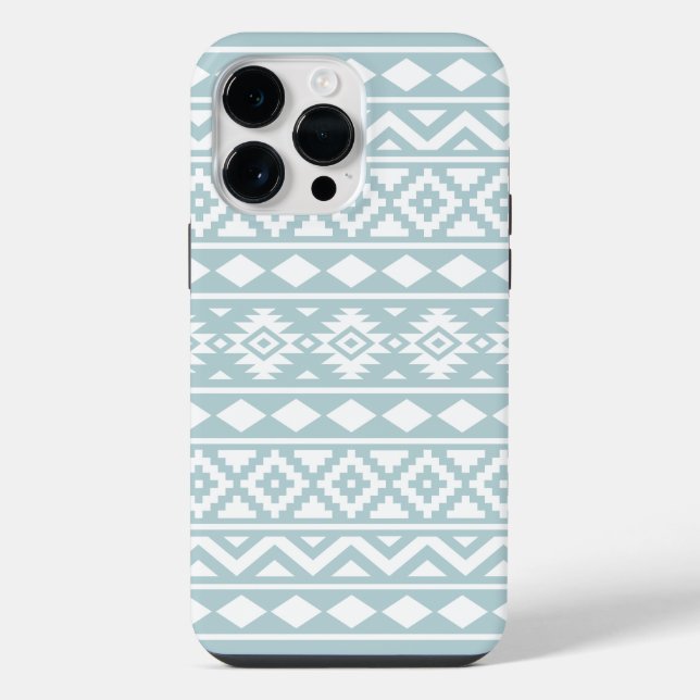 Coque iPhone Essence Aztèque Ptn III Blanc sur Bleu Canard (Verso)