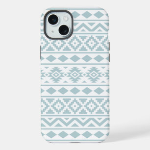 Coque iPhone 15 Plus Essence Aztèque Ptn III Œuf de Canard Bleu sur Bla