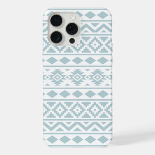 Coque iPhone 15 Pro Max Essence Aztèque Ptn III Œuf de Canard Bleu sur Fon